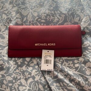 NWT Michael Kors Scarlet red leather wallet